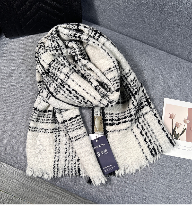 100% Pure Wool Plaid Scarf Wom - Wool Scarf Men avis et prix