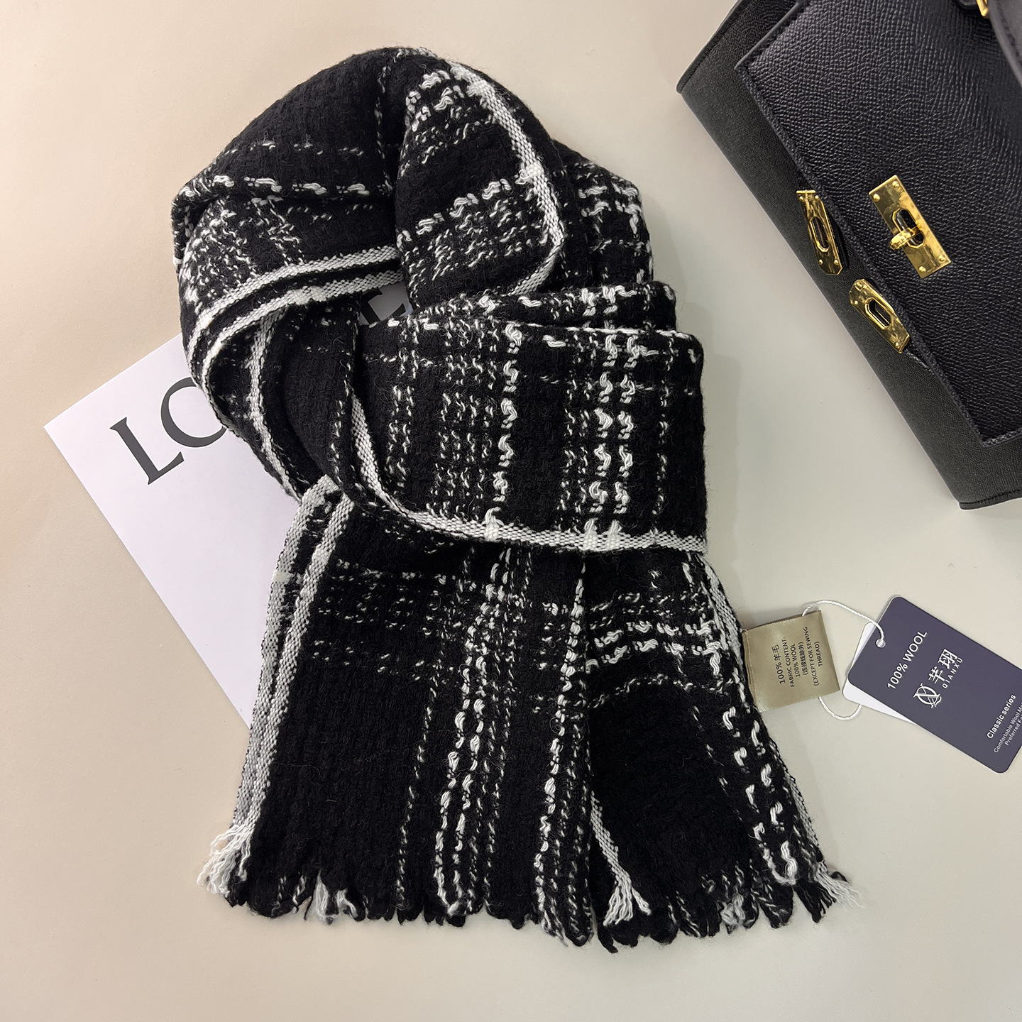 100% Pure Wool Plaid Scarf Wom - Wool Scarf Men avis et prix