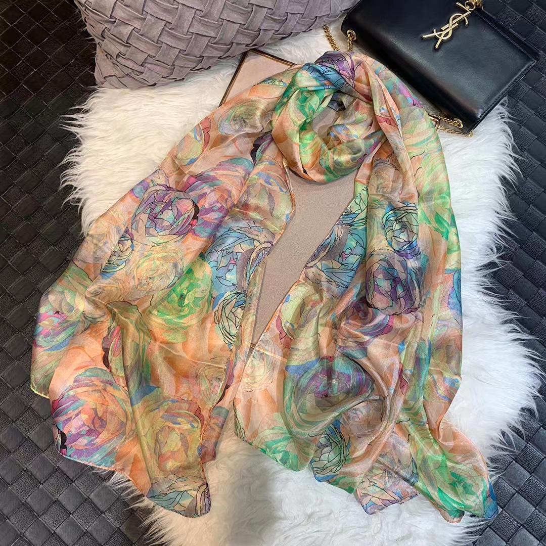 Ladies Green 100% Silk Scarf S - Shawl Wrap Winter avis et prix
