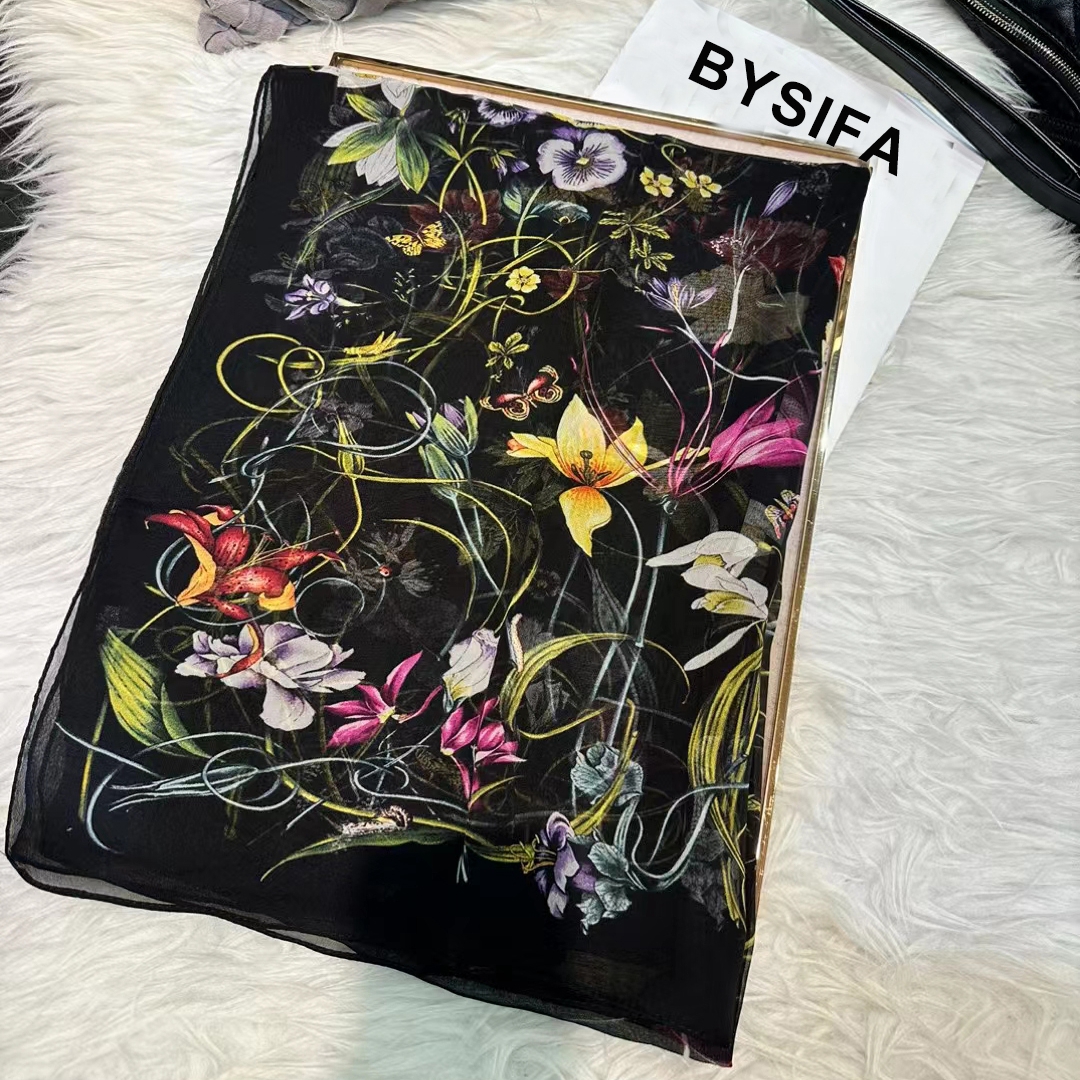BYSIFA|New Black Pure Silk Wom - Shawl Wrap Winter avis et prix