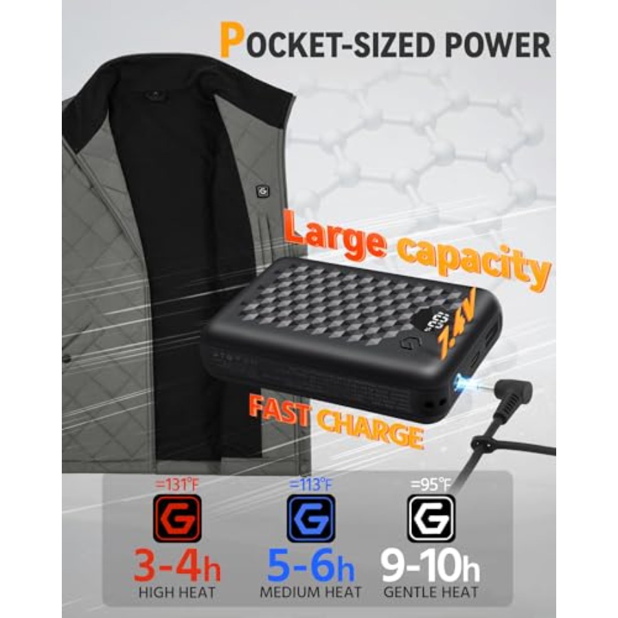 Wulcea Graphene Heated Vest Fo - Heated Vest Battery avis et prix