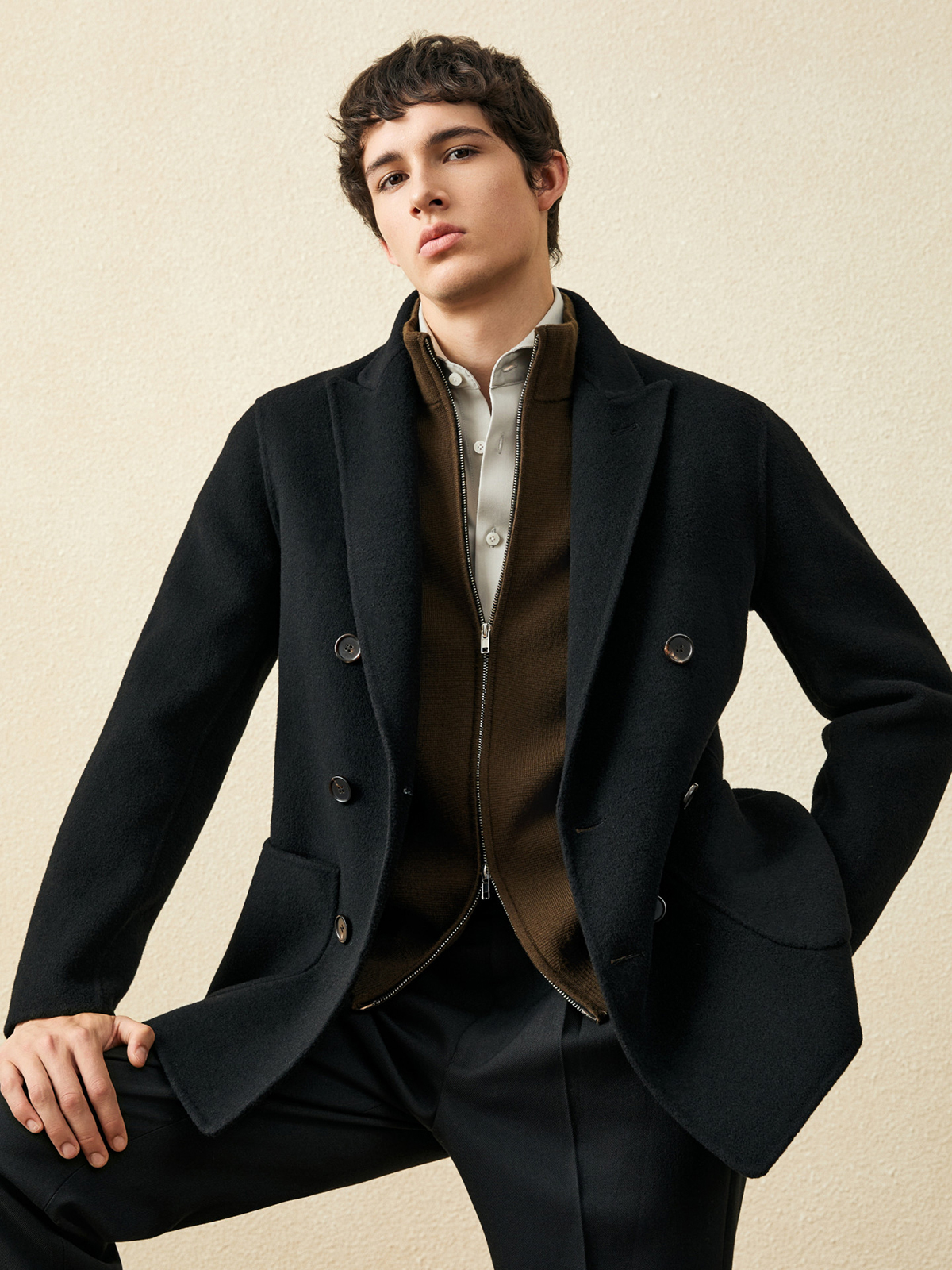 Men‘s 100% Wool Short Coat | B - Wool Coat Peacoat avis et prix