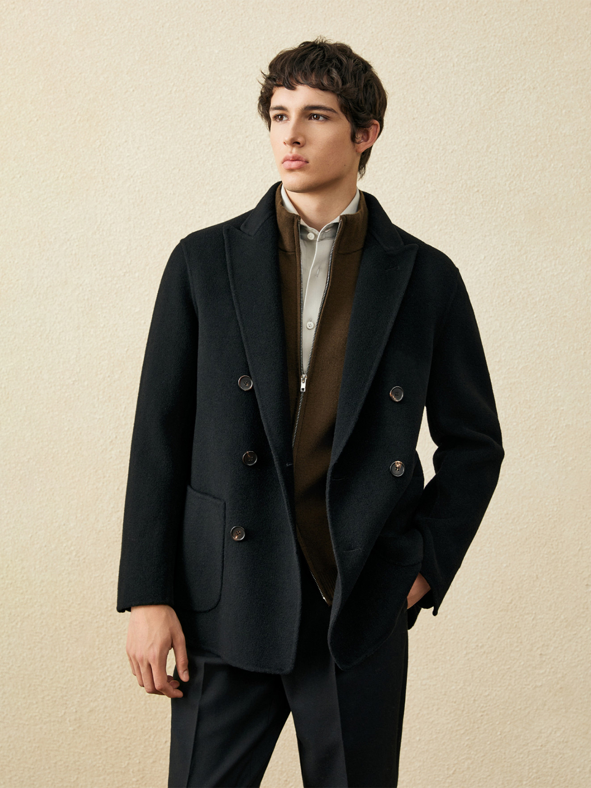 Men‘s 100% Wool Short Coat | B - Wool Coat Peacoat avis et prix