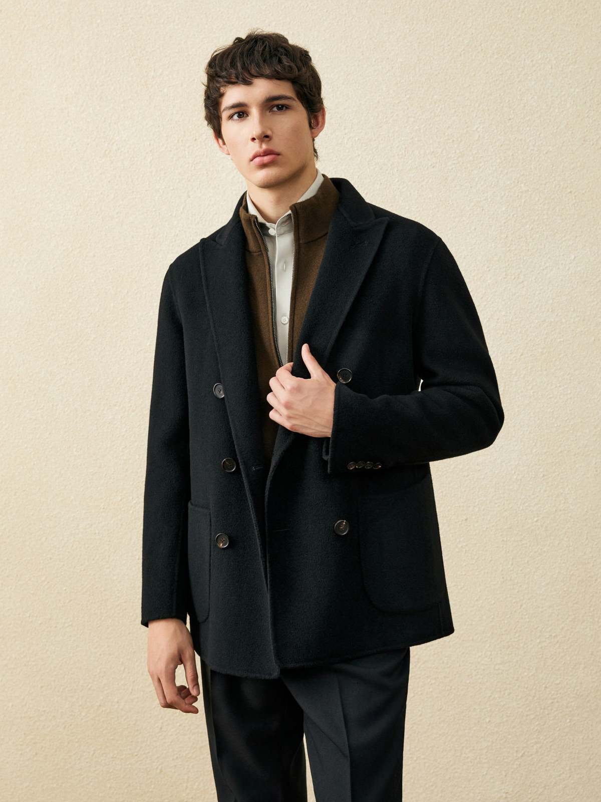Men‘s 100% Wool Short Coat | B - Wool Coat Peacoat avis et prix