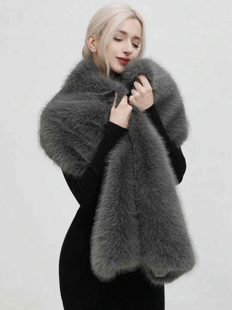 Fashion Luxury Faux Fox Fur Sh - Shawl Wrap Winter avis et prix