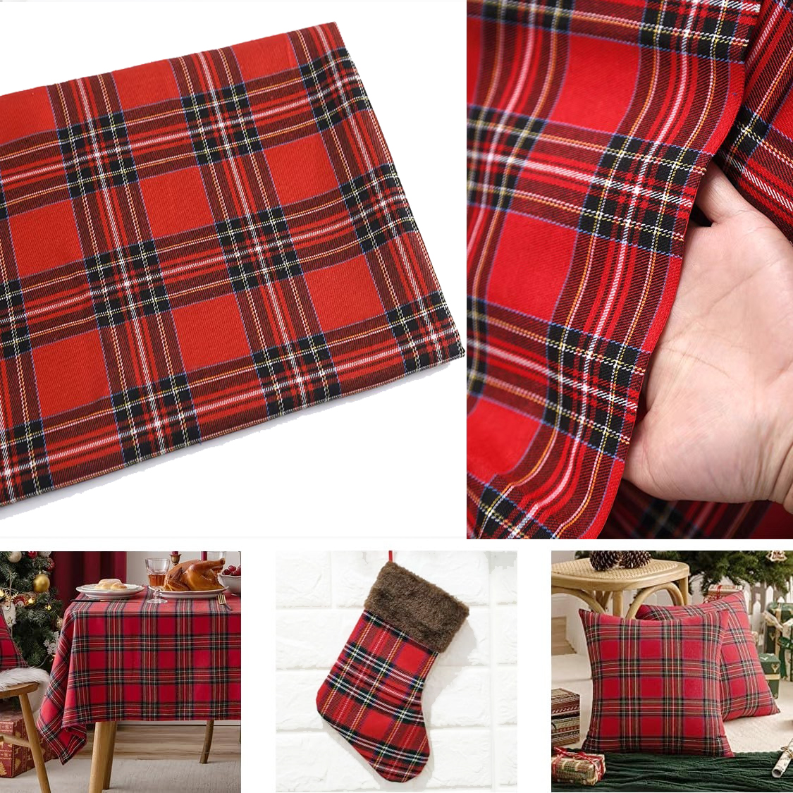 Christmas Plaid Fabric for DIY - Flannel Shirt Lined avis et prix
