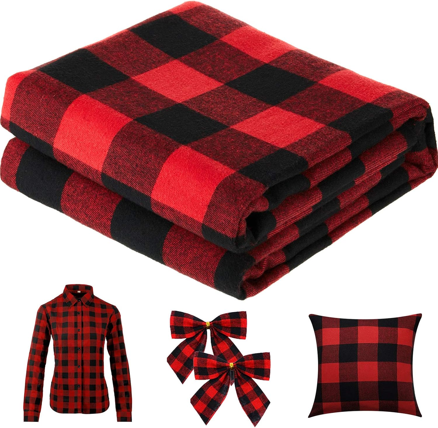 Christmas Plaid Fabric for DIY - Flannel Shirt Lined avis et prix