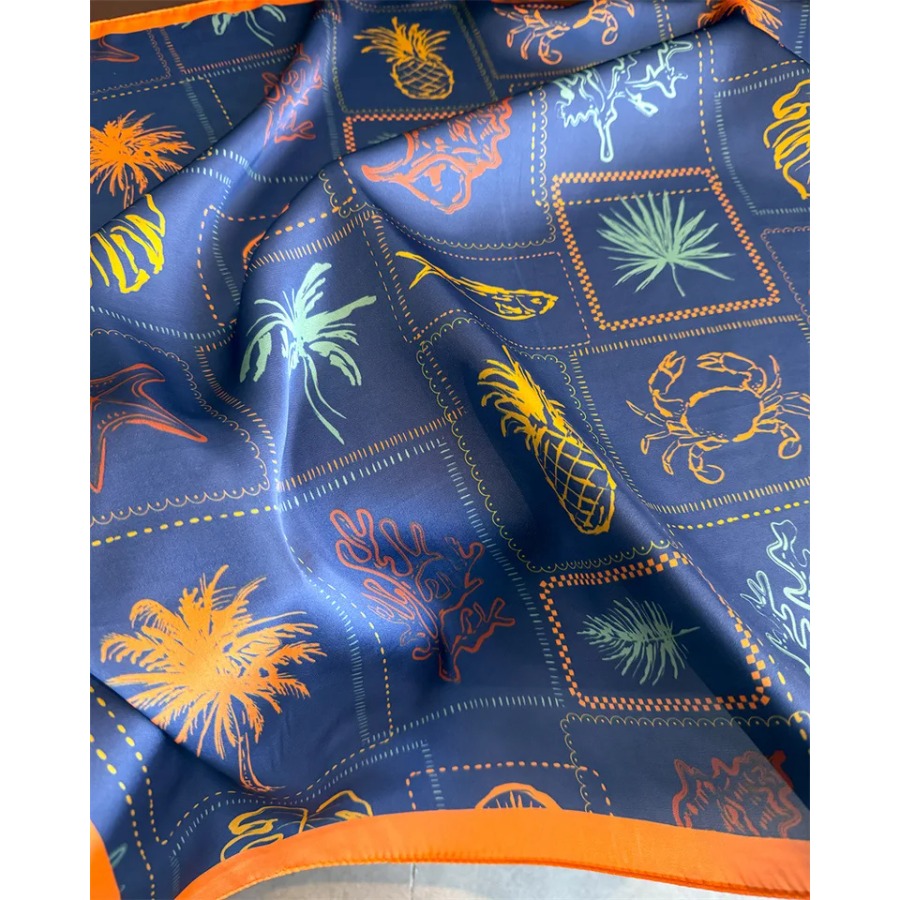 Blue Print Silk Square Scarf W - Shawl Wrap Winter avis et prix